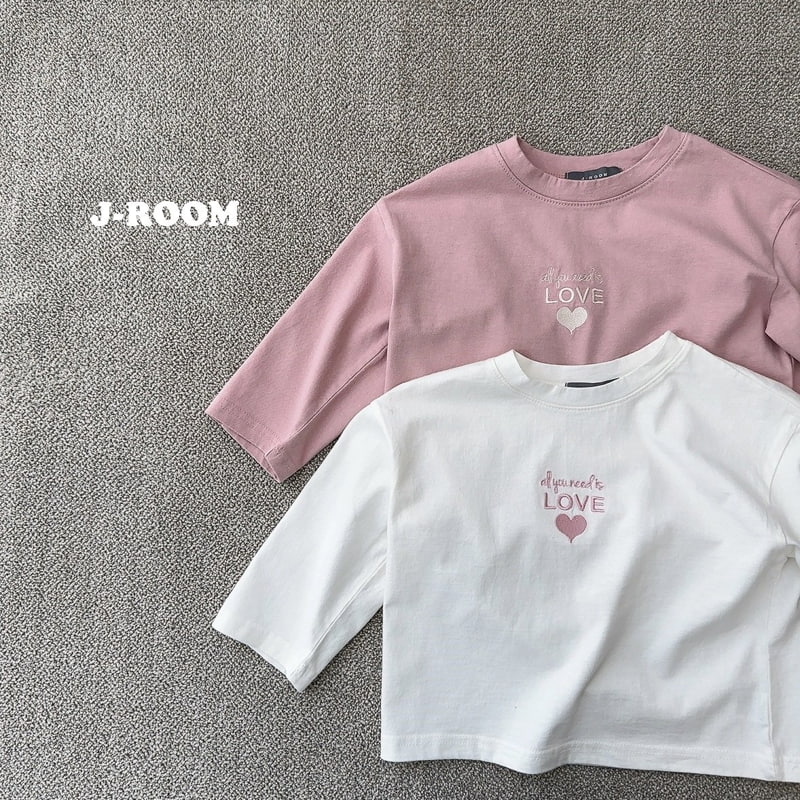 J-Room - Korean Children Fashion - #kidsshorts - Heart Embroidery Midi Tee - 2