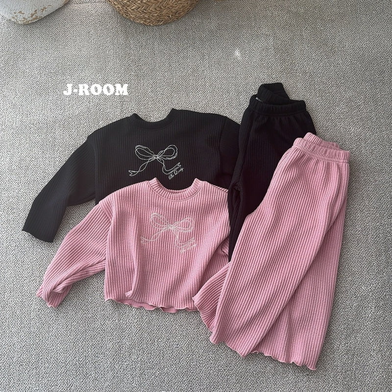 J-Room - Korean Children Fashion - #kidzfashiontrend - Ribbon Rib Top Bottom Set