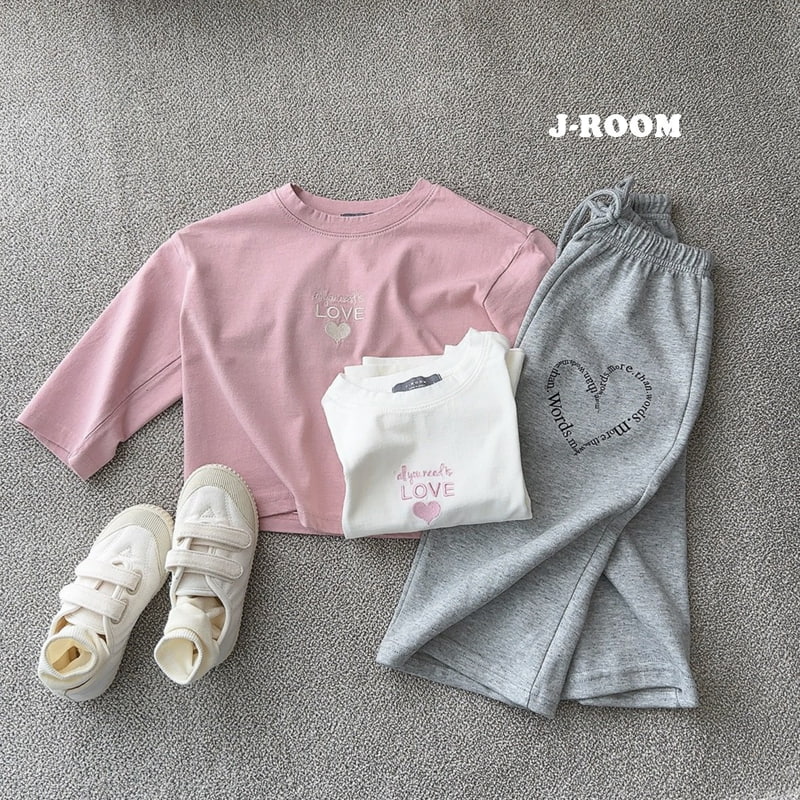 J-Room - Korean Children Fashion - #magicofchildhood - Heart Embroidery Midi Tee - 7