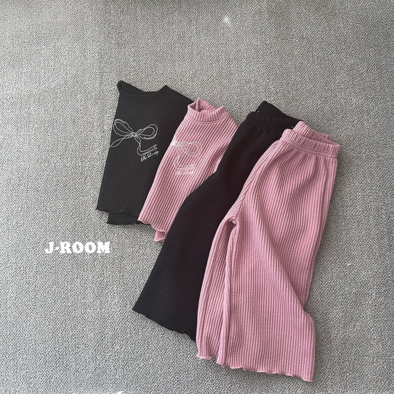 J-Room - Korean Children Fashion - #minifashionista - Ribbon Rib Top Bottom Set - 5