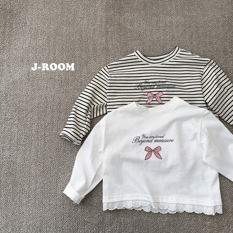 J-Room - Korean Children Fashion - #magicofchildhood - Lace Crop Stripe Tee - 4