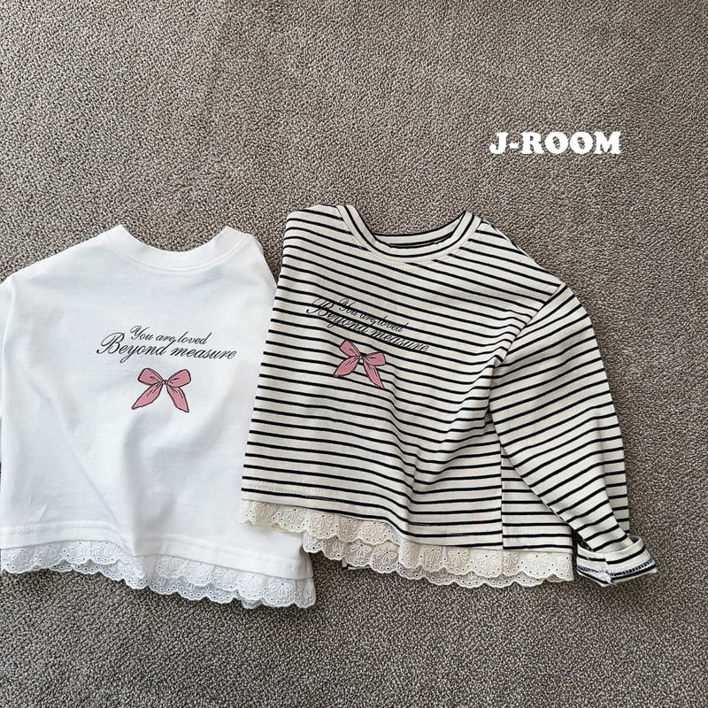 J-Room - Korean Children Fashion - #prettylittlegirls - Lace Crop Stripe Tee - 5