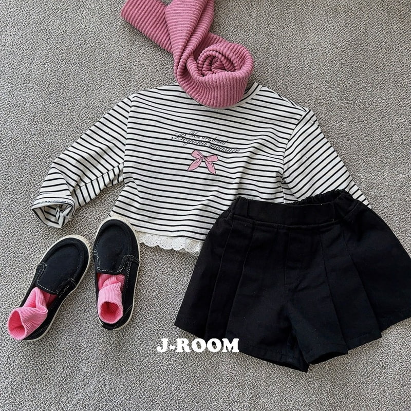 J-Room - Korean Children Fashion - #todddlerfashion - Lace Crop Stripe Tee - 6