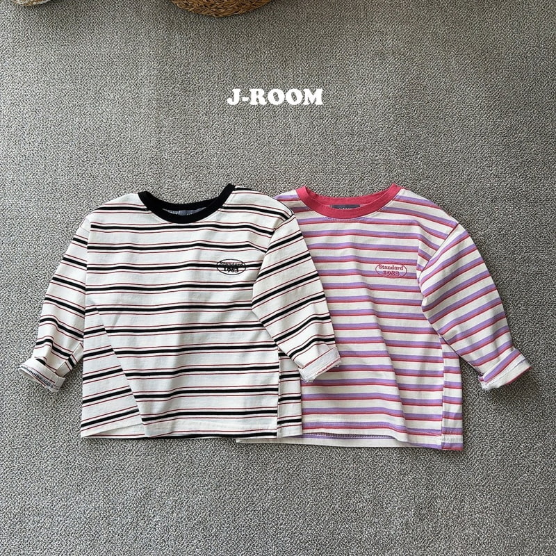 J-Room - Korean Children Fashion - #toddlerclothing - Multi Embroidery Stripe Tee