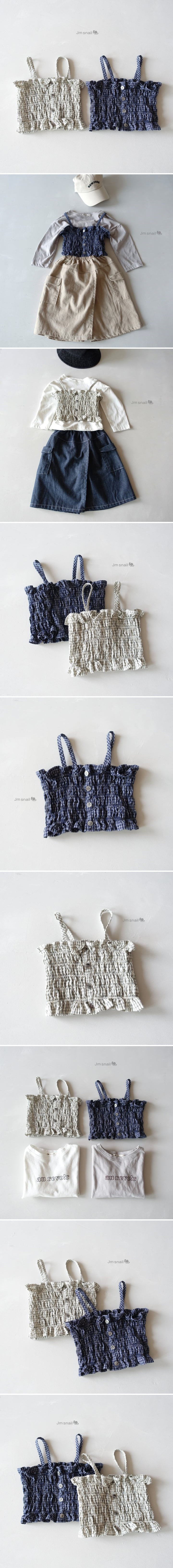 Jm Snail - Korean Children Fashion - #toddlerclothing - Check Smocked Bustier