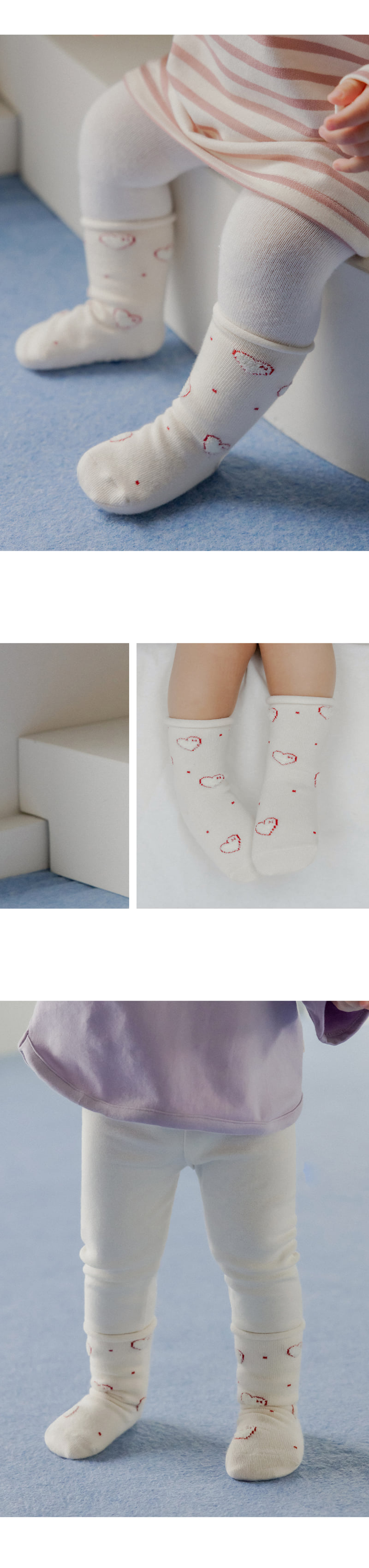 Kids Clara - Korean Baby Fashion - #babyclothing - Heart Rolling Baby Socks (set of 5) - 2