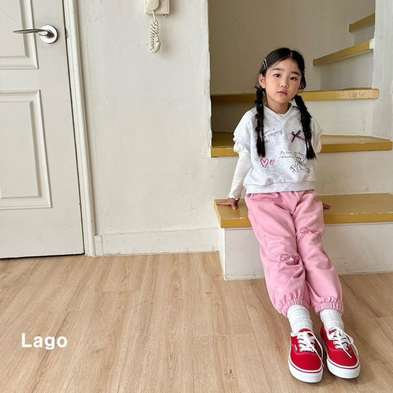 Lago - Korean Children Fashion - #Kfashion4kids - Unbalance Ribbon Jogger Pants - 12