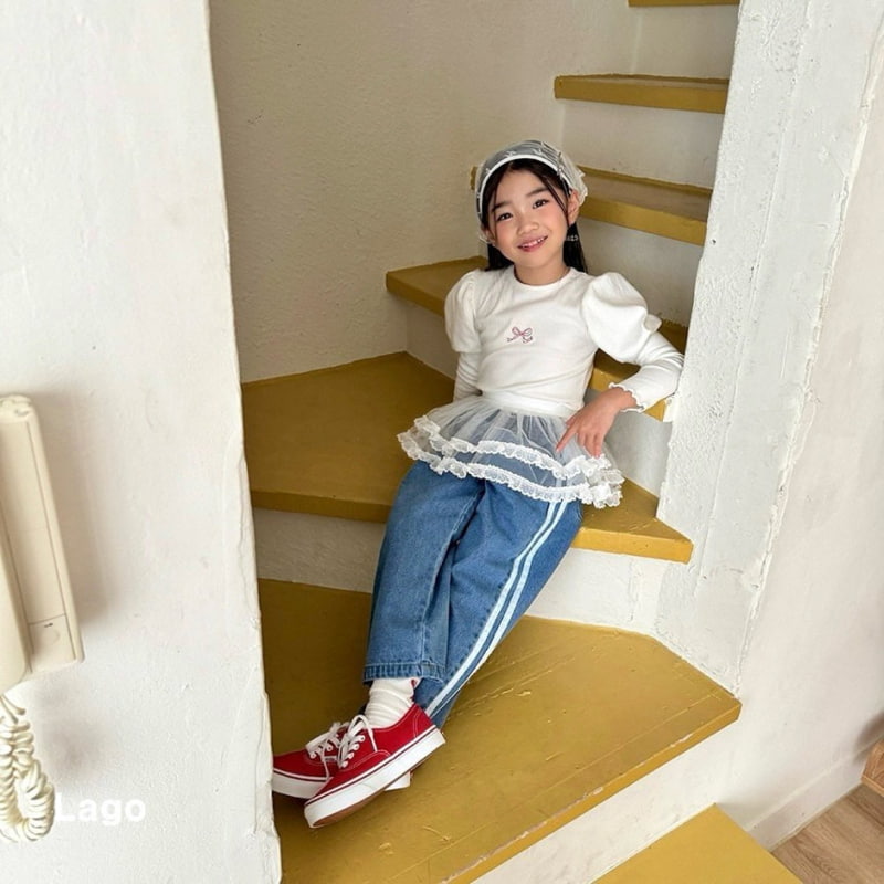 Lago - Korean Children Fashion - #Kfashion4kids - Line Denim Pants - 3