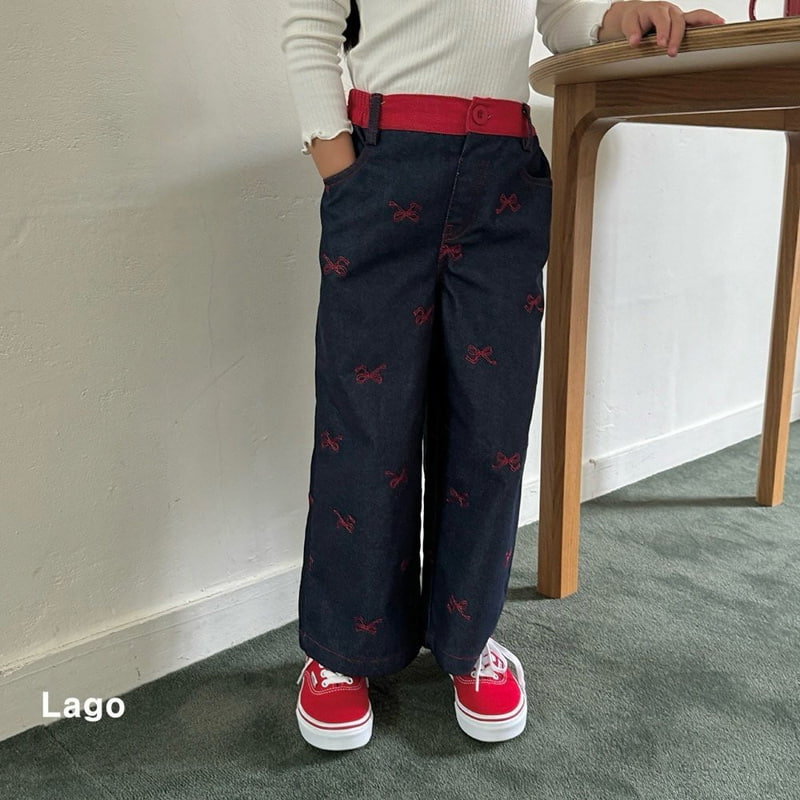 Lago - Korean Children Fashion - #Kfashion4kids - Ribbon Embroidery Jeans - 2