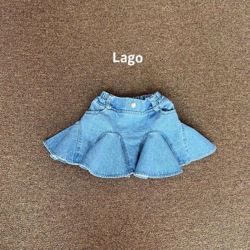 Lago - Korean Children Fashion - #childofig - Ruffle Denim Skirt