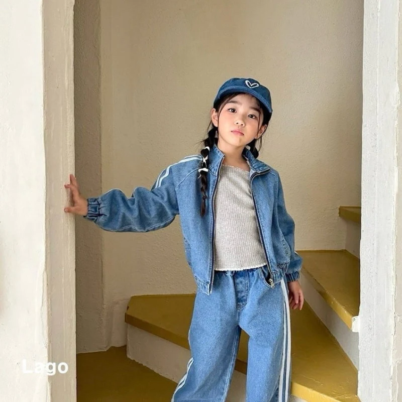 Lago - Korean Children Fashion - #designkidswear - Line Denim Jacket - 5