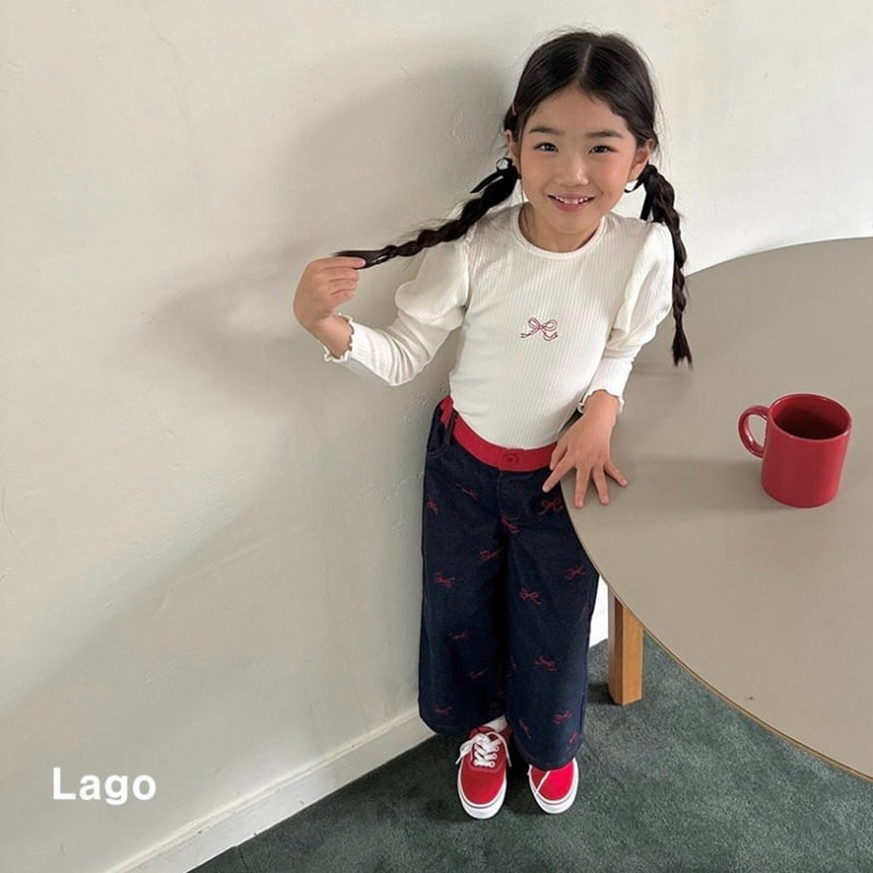 Lago - Korean Children Fashion - #designkidswear - Ribbon Embroidery Jeans - 12