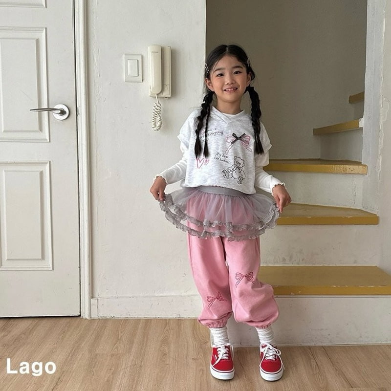 Lago - Korean Children Fashion - #discoveringself - Unbalance Ribbon Jogger Pants - 7