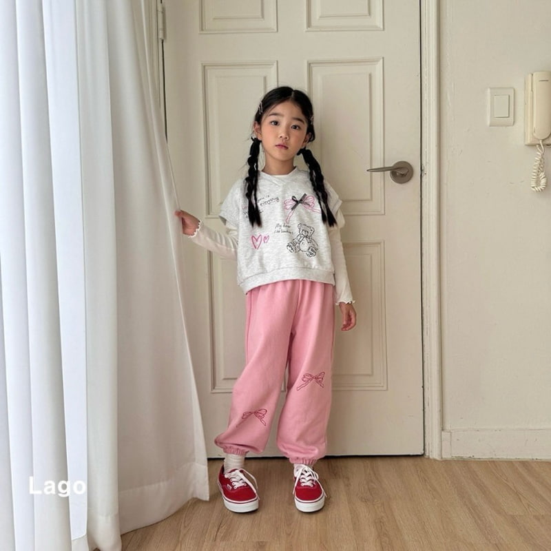 Lago - Korean Children Fashion - #kidsshorts - Unbalance Ribbon Jogger Pants - 9