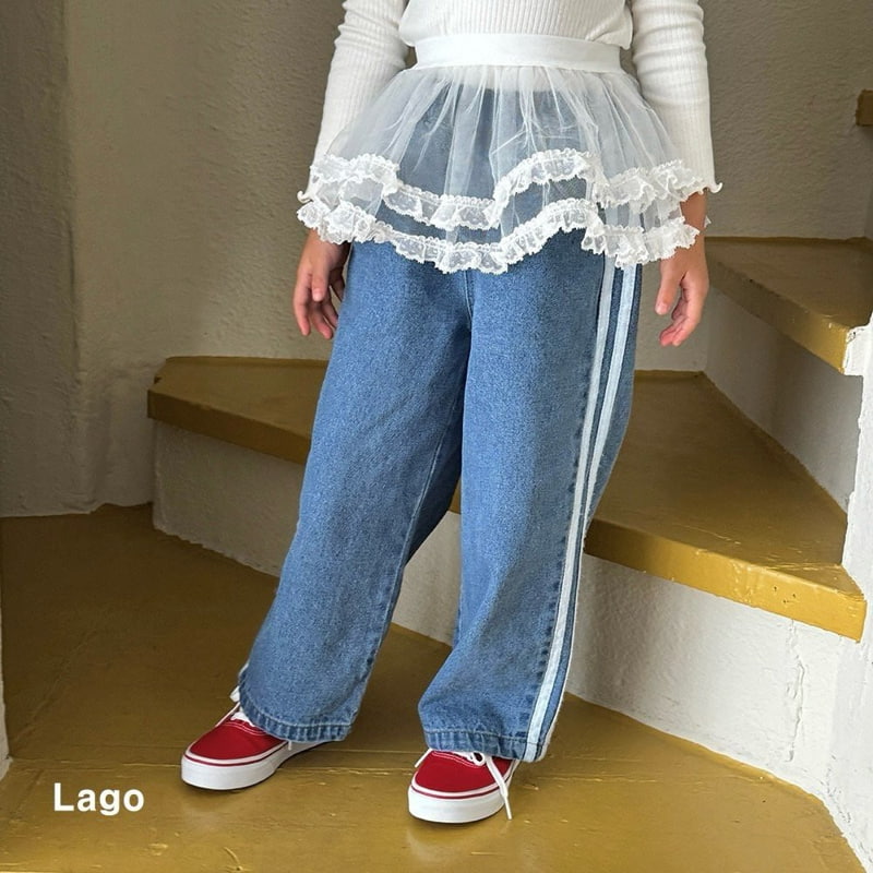 Lago - Korean Children Fashion - #kidzfashiontrend - Line Denim Pants - 2