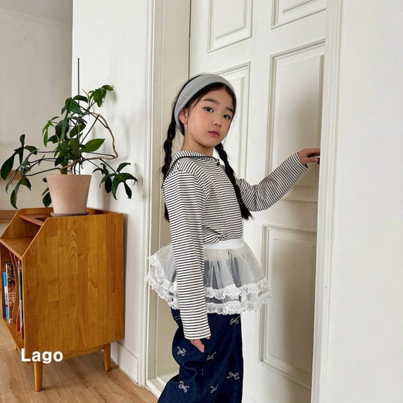 Lago - Korean Children Fashion - #minifashionista - Ribbon Embroidery Jeans - 5