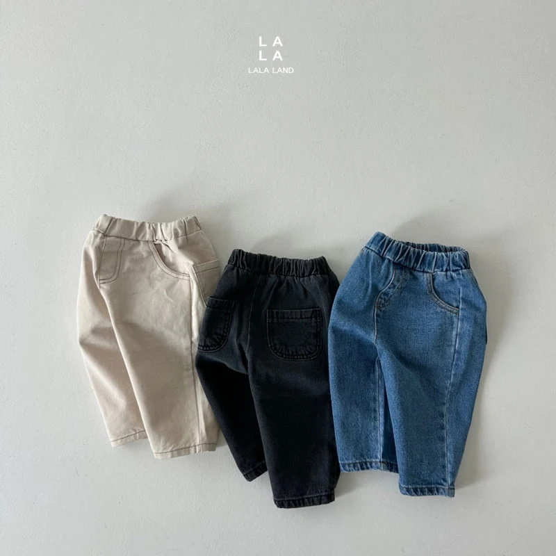 Lalaland - Korean Children Fashion - #toddlerclothing - Circle Baggy Denim Pants