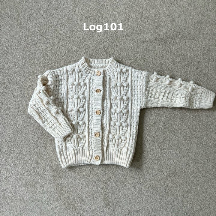 Log101 - Korean Children Fashion - #Kfashion4kids - Pompom Knit Cardigan