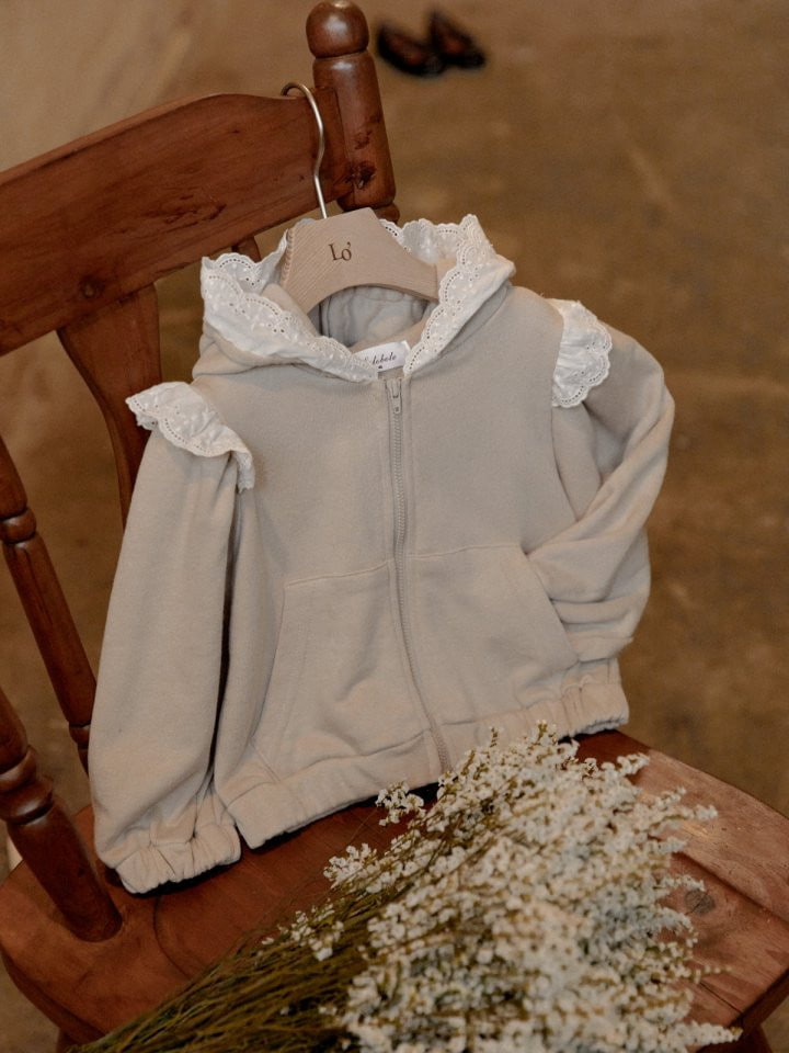 Lolobole - Korean Children Fashion - #littlefashionista - Frill Hood Zip-up