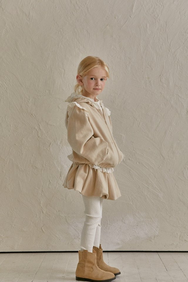 Lolobole - Korean Children Fashion - #minifashionista - Frill Hood Zip-up - 3