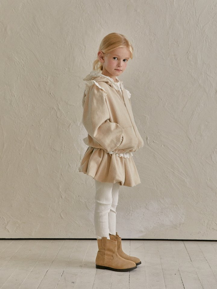 Lolobole - Korean Children Fashion - #stylishchildhood - Frill Hood Zip-up - 7