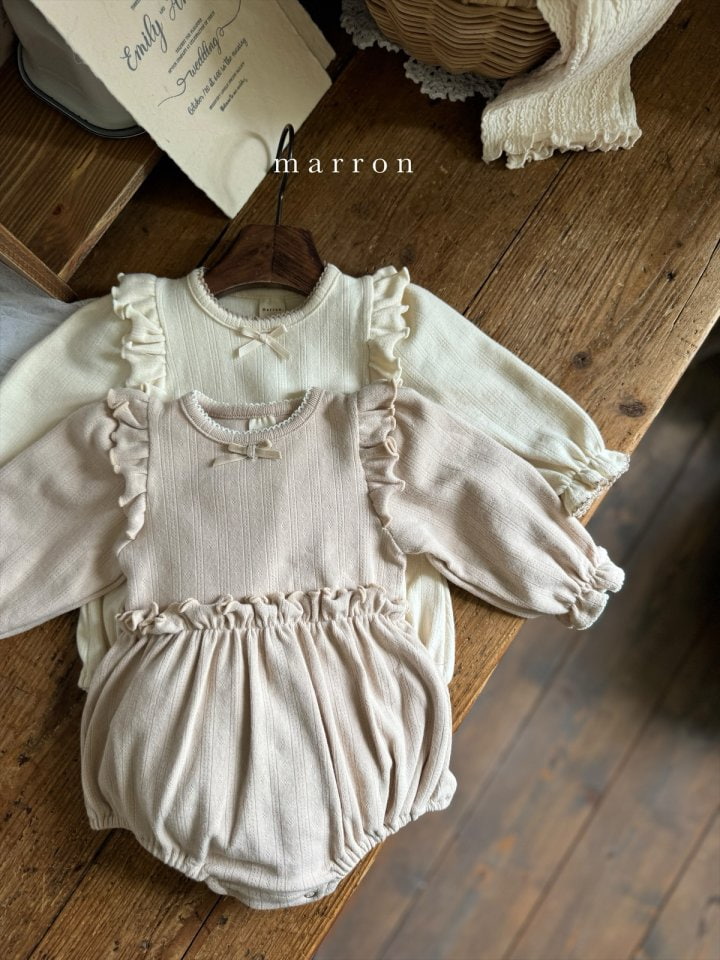 Marron - Korean Baby Fashion - #babyboutiqueclothing - Eyelet Ribbon Bodysuit