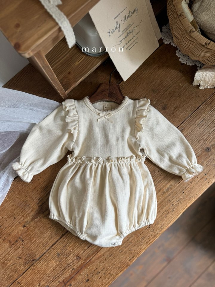 Marron - Korean Baby Fashion - #babyfashion - Eyelet Ribbon Bodysuit - 3