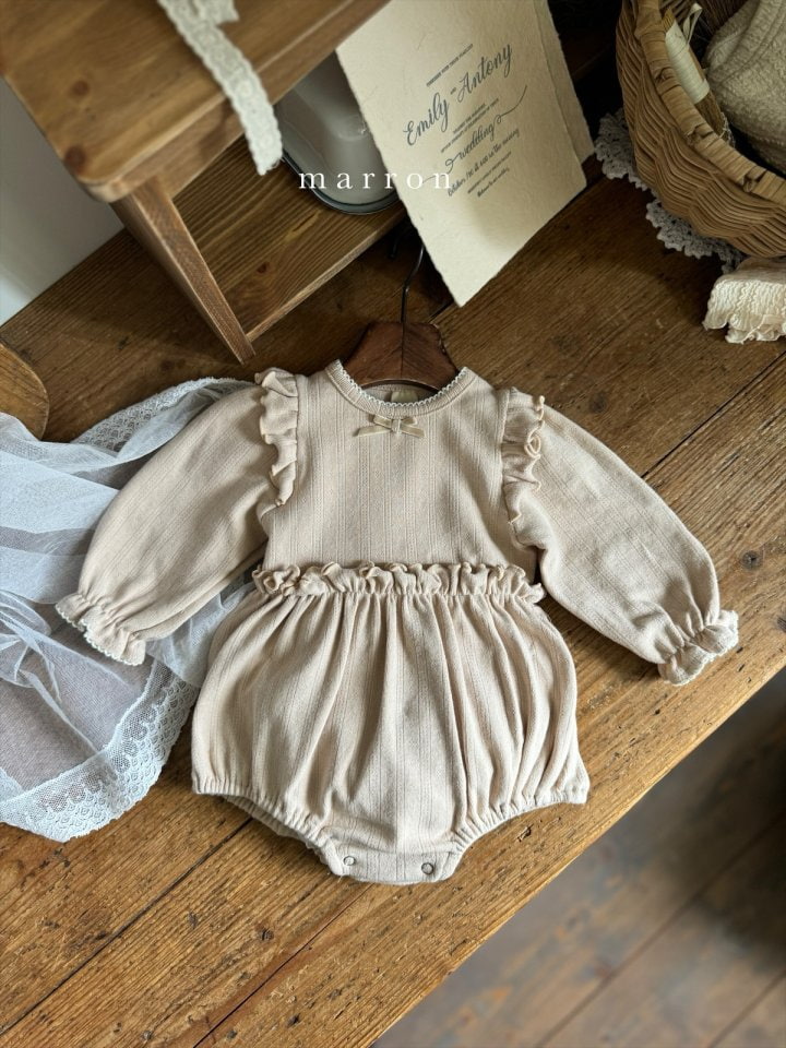 Marron - Korean Baby Fashion - #babyfashion - Eyelet Ribbon Bodysuit - 4