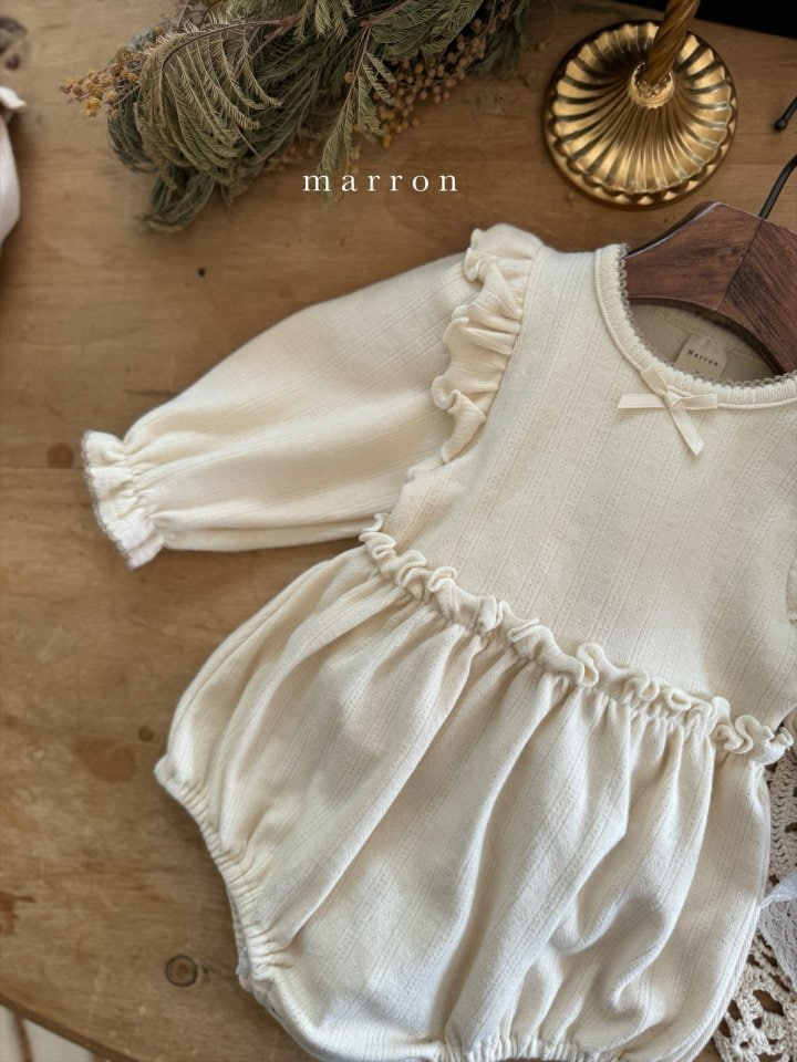 Marron - Korean Baby Fashion - #babygirlfashion - Eyelet Ribbon Bodysuit - 5