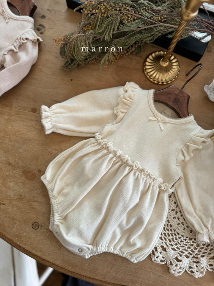 Marron - Korean Baby Fashion - #babylifestyle - Eyelet Ribbon Bodysuit - 6