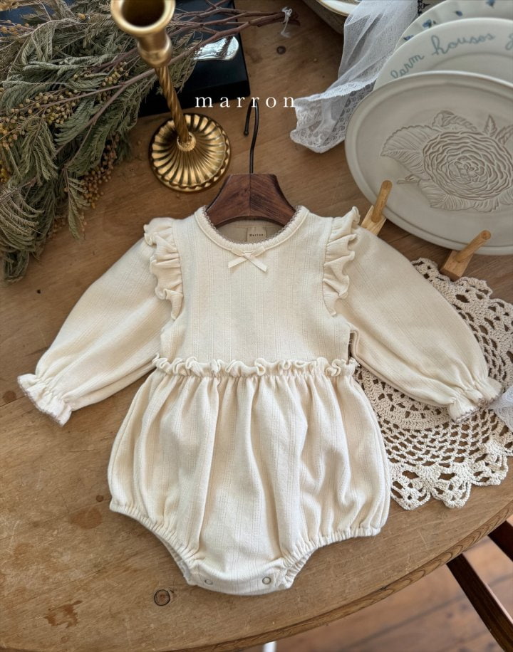 Marron - Korean Baby Fashion - #babyoninstagram - Eyelet Ribbon Bodysuit - 7