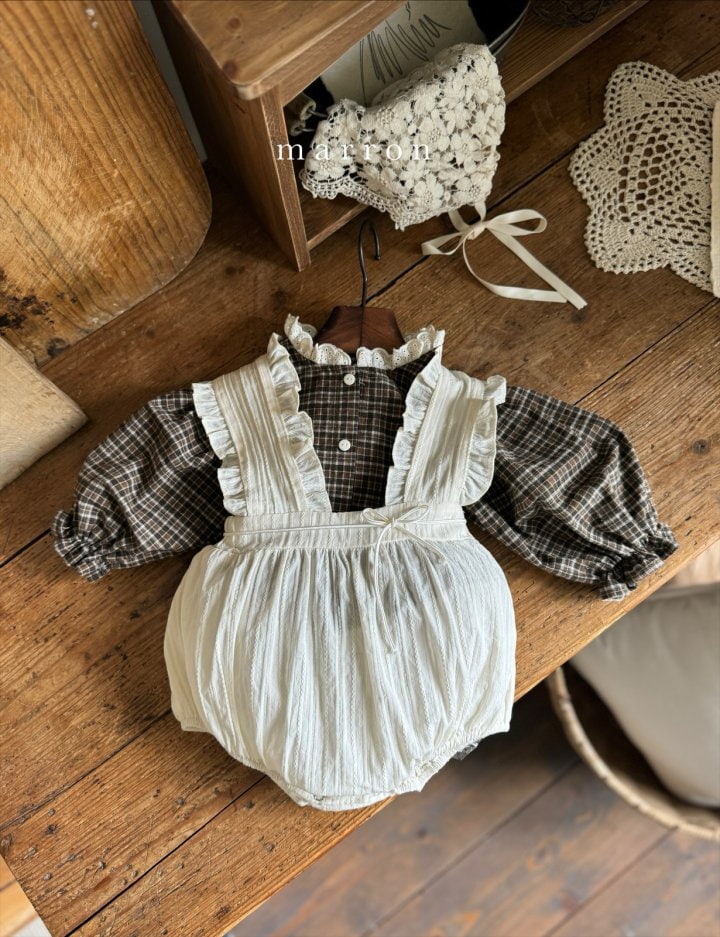 Marron - Korean Baby Fashion - #babyootd - Frill Suspender Bodysuit - 11