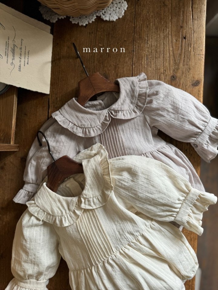 Marron - Korean Baby Fashion - #babyootd - Loren Frill Collar Bodysuit