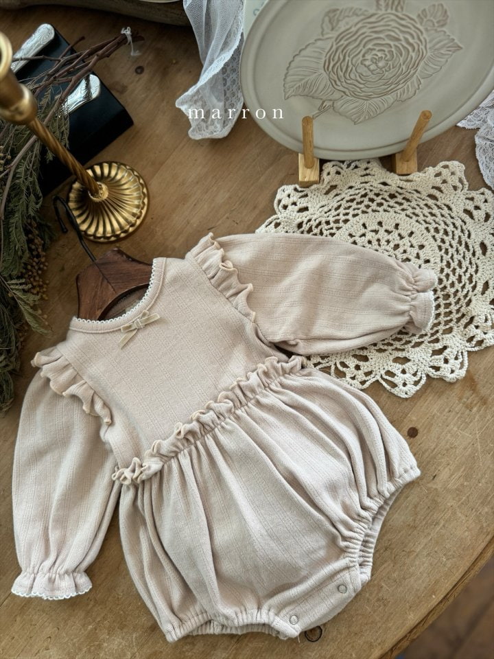 Marron - Korean Baby Fashion - #babyoutfit - Eyelet Ribbon Bodysuit - 10