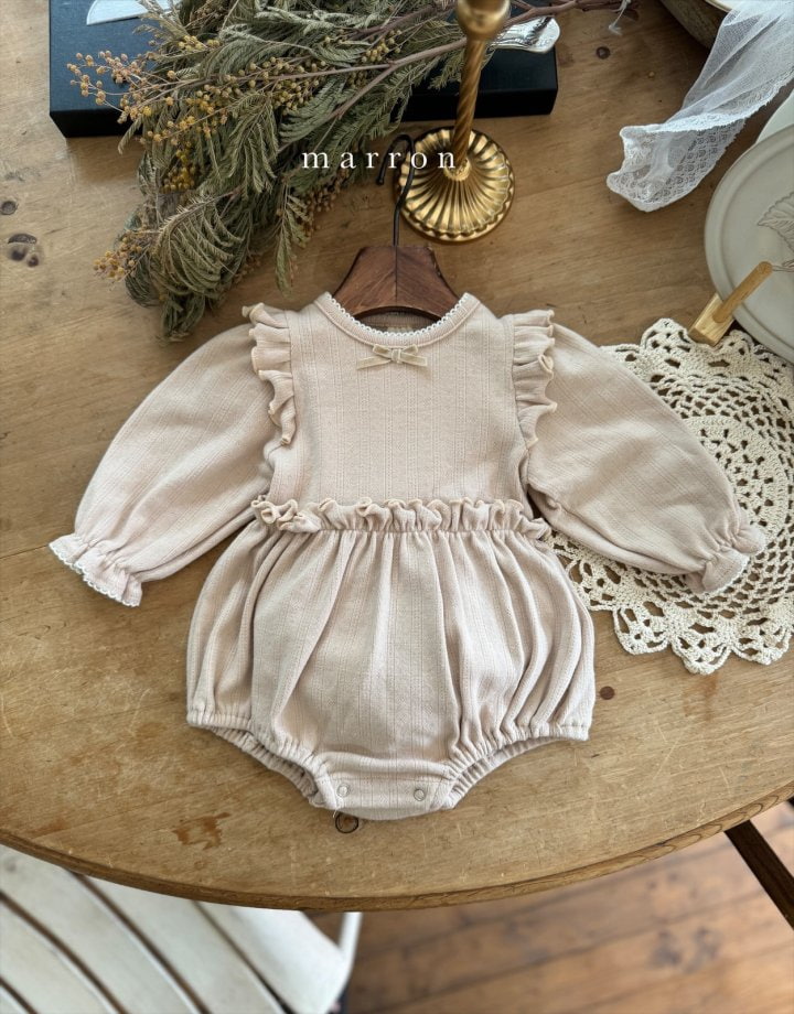 Marron - Korean Baby Fashion - #babyoutfit - Eyelet Ribbon Bodysuit - 9