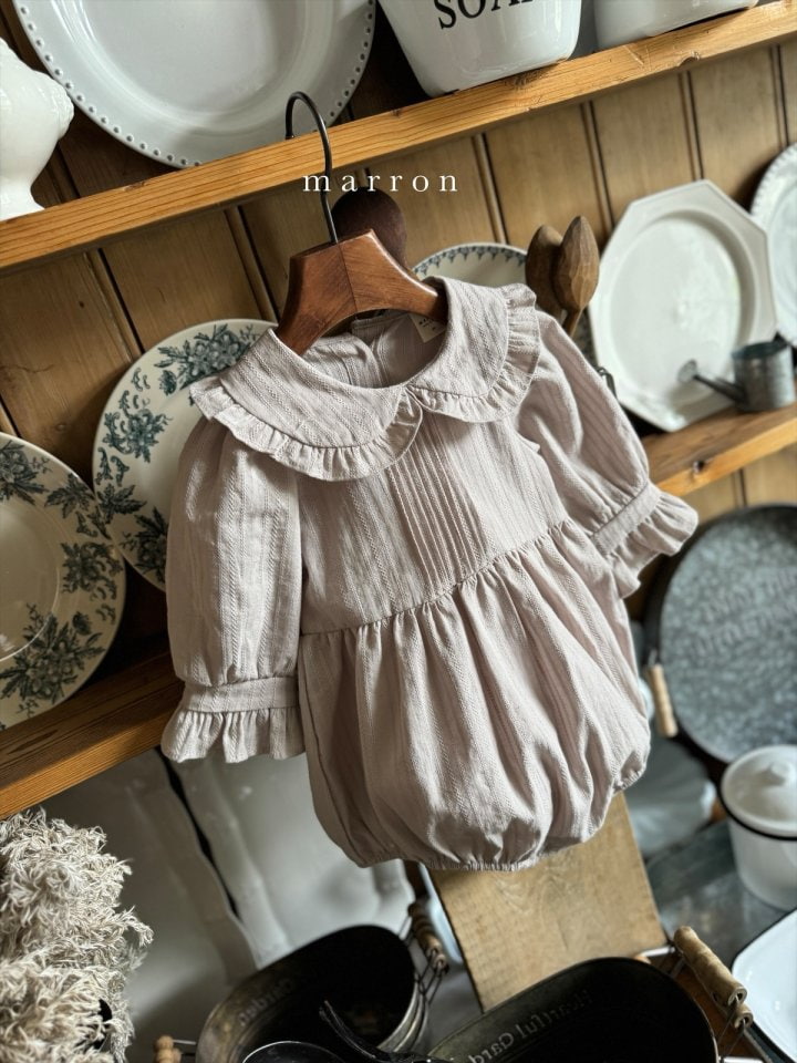 Marron - Korean Baby Fashion - #babyoutfit - Loren Frill Collar Bodysuit - 2