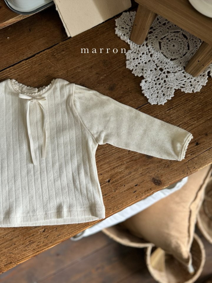 Marron - Korean Children Fashion - #Kfashion4kids - Eyelet Ribbon Tee - 11