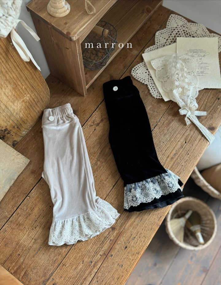 Marron - Korean Children Fashion - #childofig - Velvet Lace Pants - 5