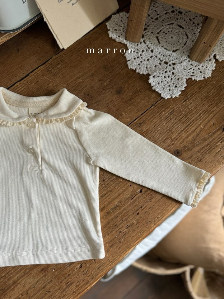 Marron - Korean Children Fashion - #childrensboutique - Collar Lace Tee - 5