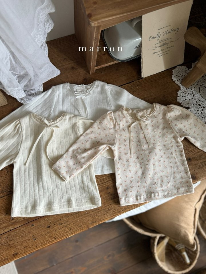 Marron - Korean Children Fashion - #childofig - Eyelet Ribbon Tee - 4