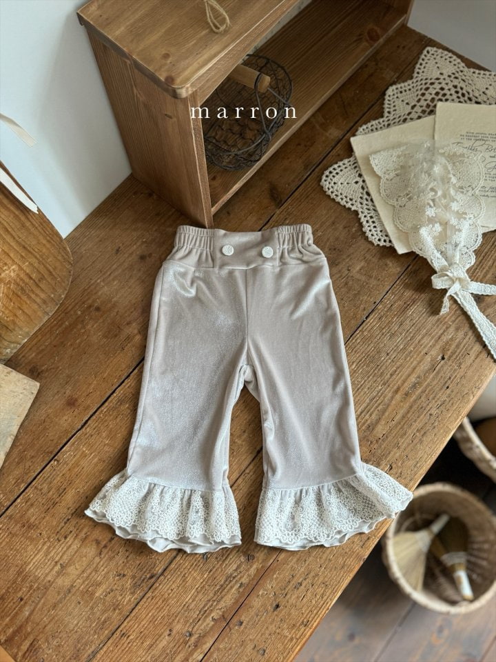 Marron - Korean Children Fashion - #childrensboutique - Velvet Lace Pants - 6