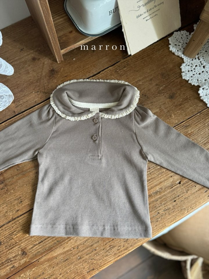 Marron - Korean Children Fashion - #designkidswear - Collar Lace Tee - 6