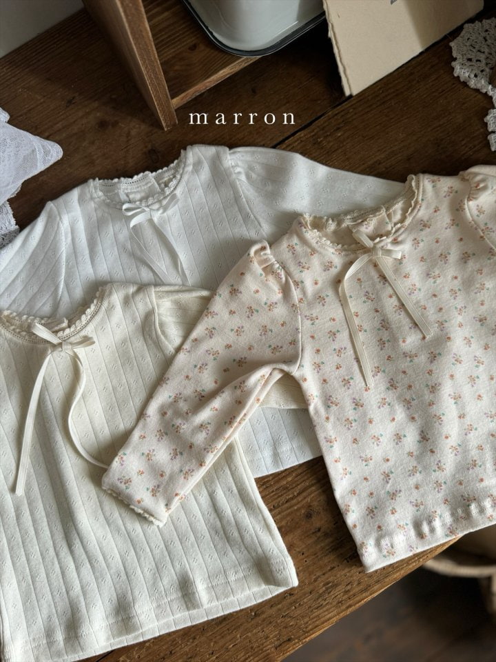 Marron - Korean Children Fashion - #designkidswear - Eyelet Ribbon Tee - 5