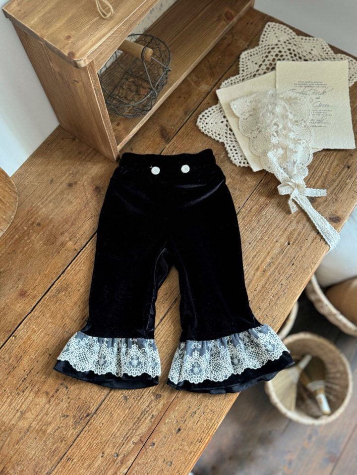 Marron - Korean Children Fashion - #designkidswear - Velvet Lace Pants - 7