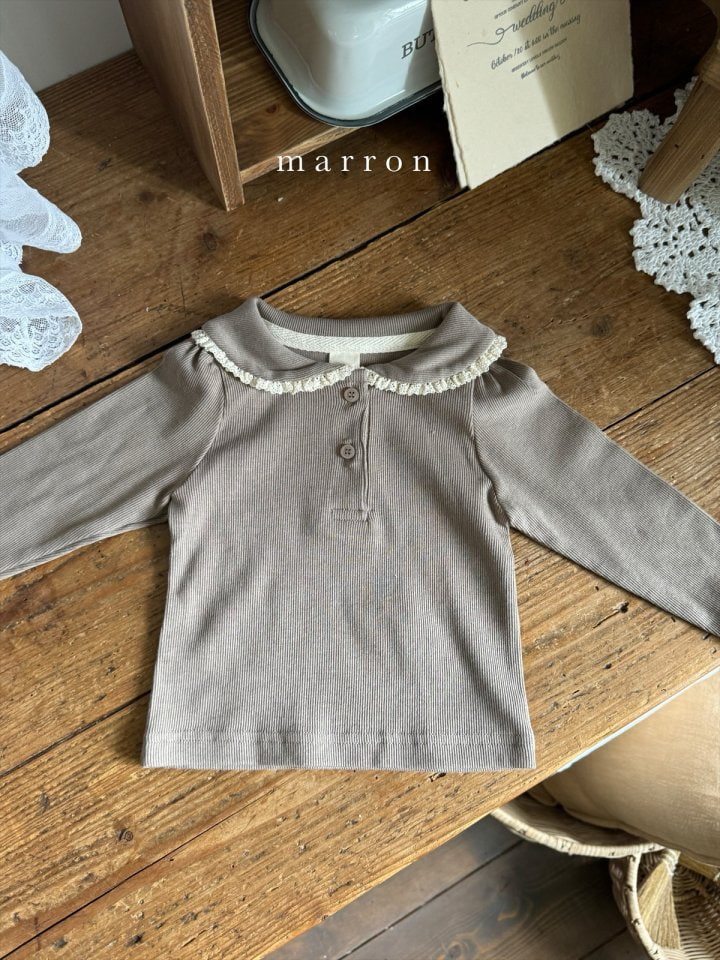 Marron - Korean Children Fashion - #discoveringself - Collar Lace Tee - 7