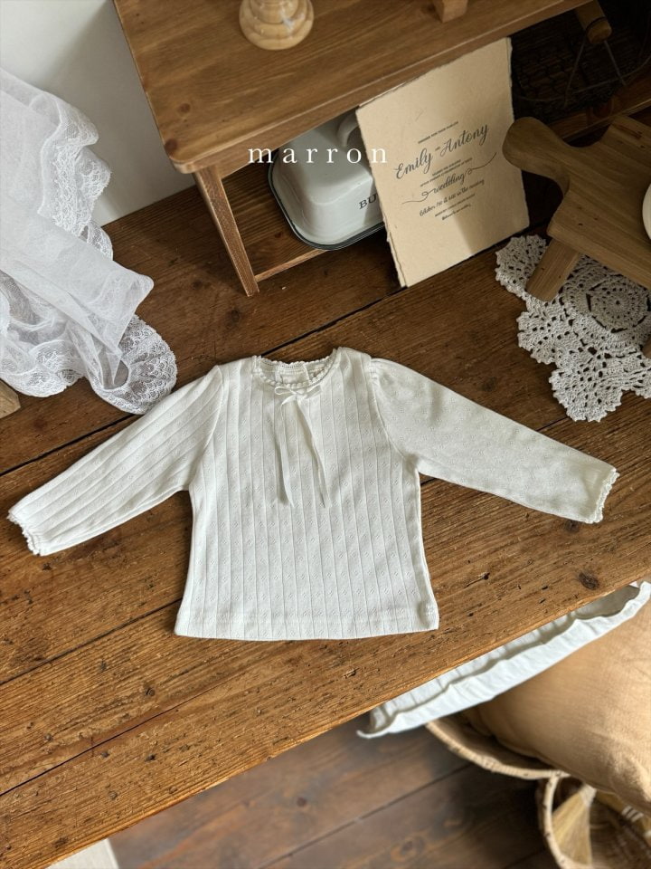 Marron - Korean Children Fashion - #discoveringself - Eyelet Ribbon Tee - 6