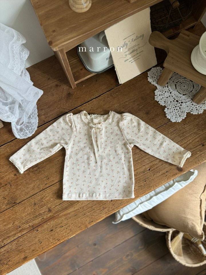 Marron - Korean Children Fashion - #fashionkids - Eyelet Ribbon Tee - 7