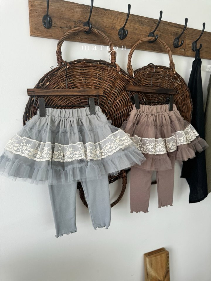 Marron - Korean Children Fashion - #fashionkids - Lace Skirt Leggings