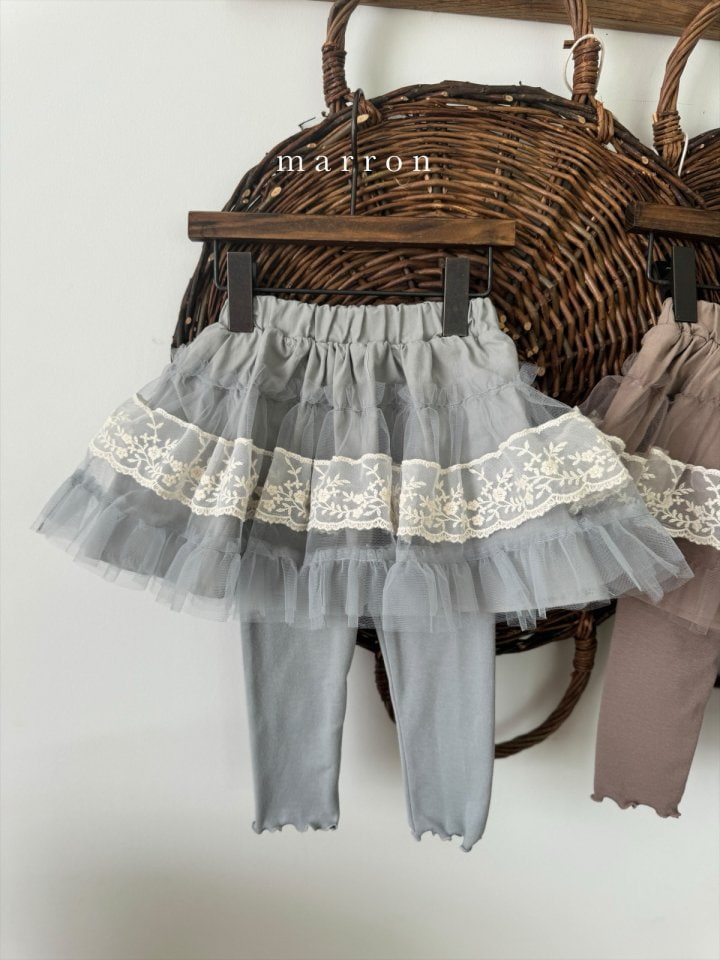 Marron - Korean Children Fashion - #kidsshorts - Lace Skirt Leggings - 2