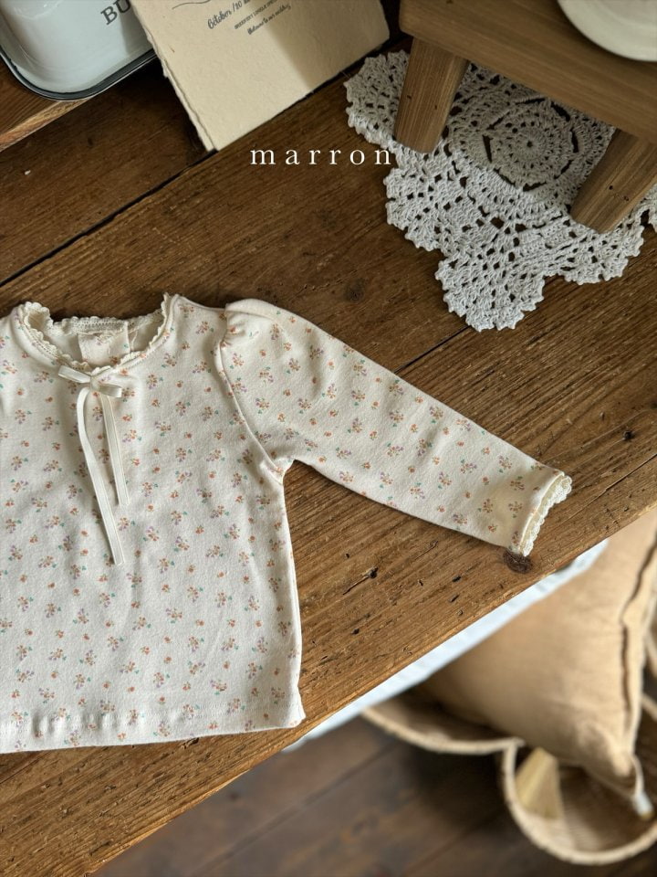 Marron - Korean Children Fashion - #kidsstore - Eyelet Ribbon Tee - 9